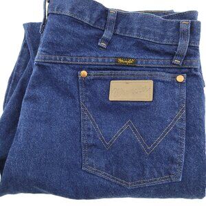 VTG Wrangler 13MWZ Jeans 40x34 Blue Denim Western Cowboy Straight Leg PREWASHED